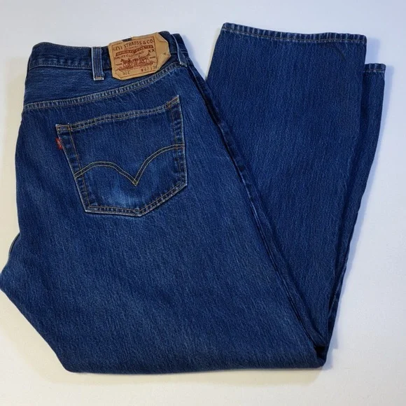 Levi's 501 Straight Leg Button Fly Blue Jeans Men's Size W41 L30 - Picture 3 of 16